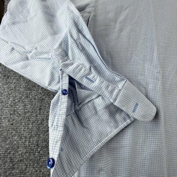 David Donahue Blue Checkered Casual Button Down Shirt - Picture 4 of 15